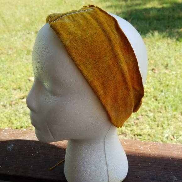 Handmade ice tie dye  yellow and peach Headband - Picture 4 of 4